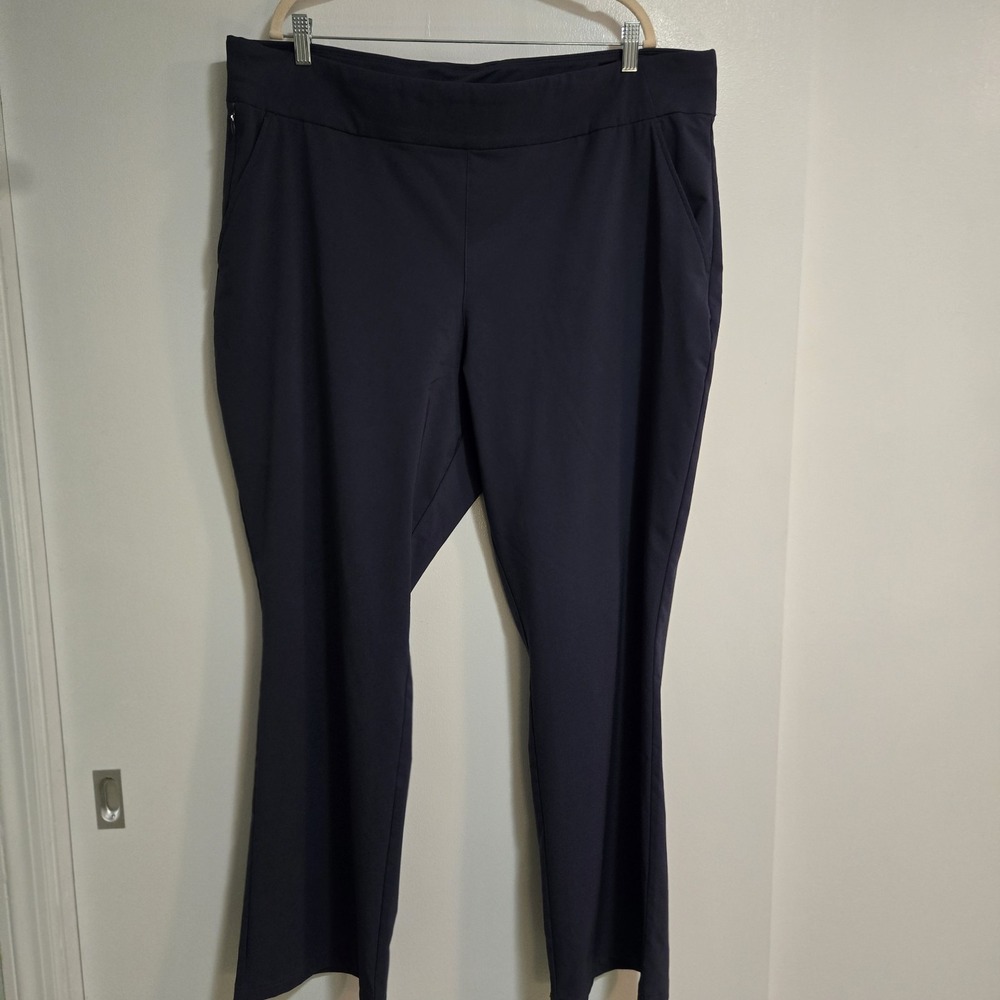 Columbia Plus Size 2X Navy Blue Pull-on Casual Pants Pockets Wide Leg 43x32